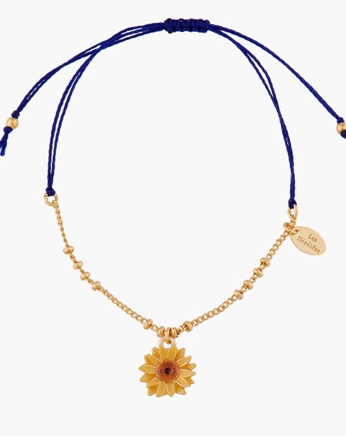 Les Nereides Gold Enameled Flower Charm Bracelet
