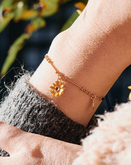 Les Nereides Flower Charm Bracelet on Wrist